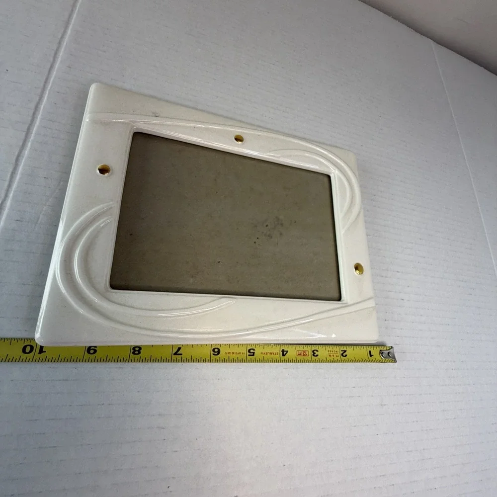 Elsal Mid Century Modern White Gold Polka dot Porcelain Picture Frame 9x7